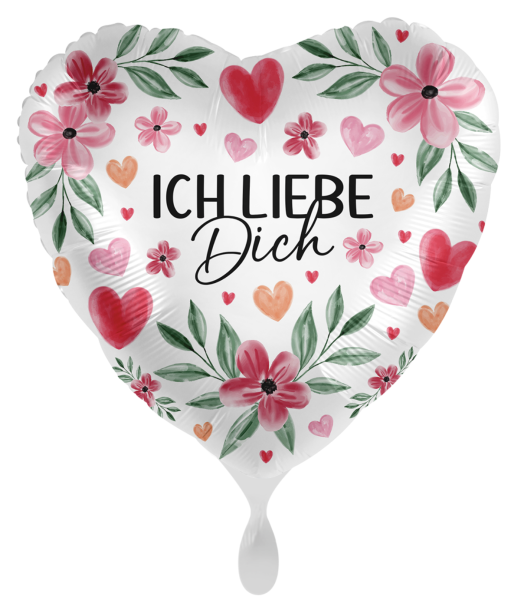 Folienballon - Ich liebe dich, Blumen - ø 43cm